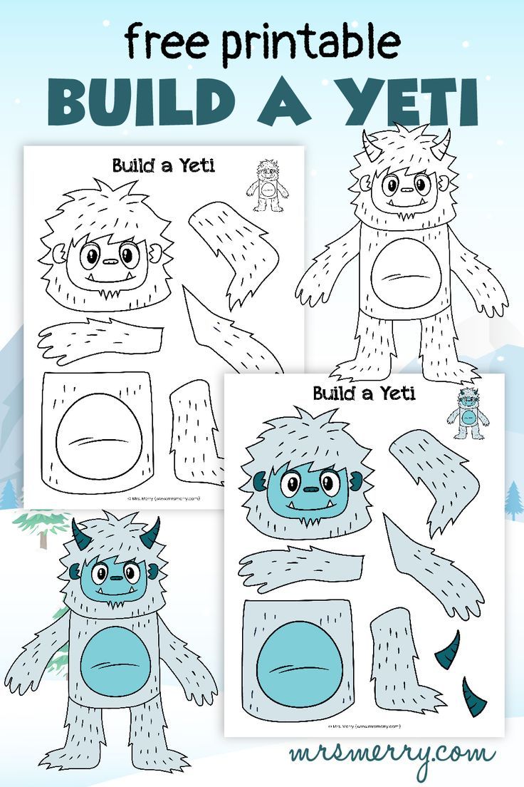 Yeti printable abominable snowman craft mrs merry abominable snowman craft winter animal crafts snowman crafts