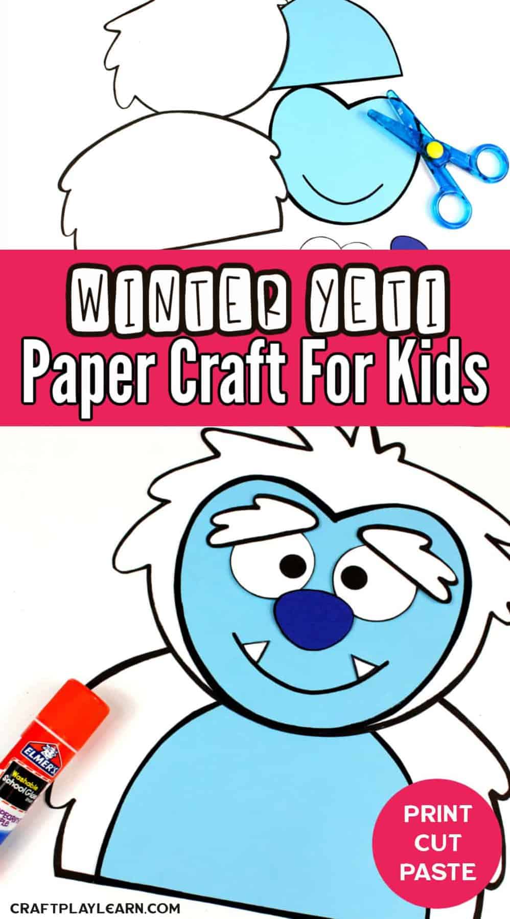 Winter yeti paper craft for kids