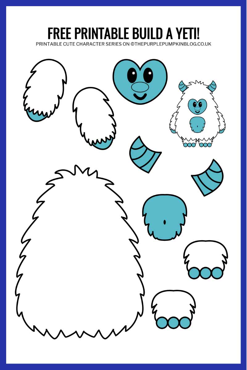 Free printable build a yeti paper template craft for winter