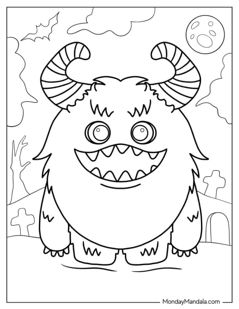 Monster coloring pages free pdf printables