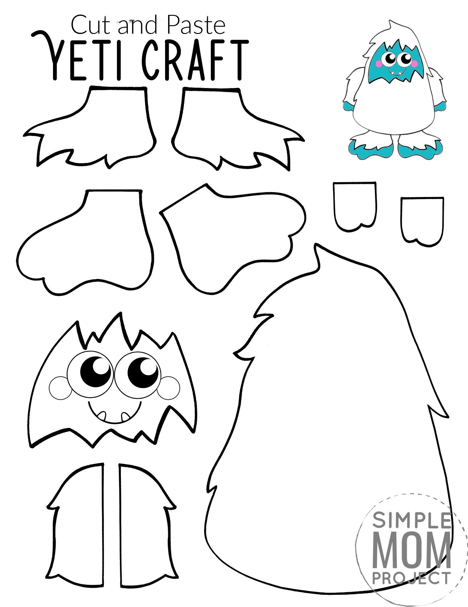 Free printable yeti abominable swman craft abominable swman craft fun winter crafts free printable crafts