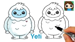 How to draw a yeti easy cute aboinable snowan