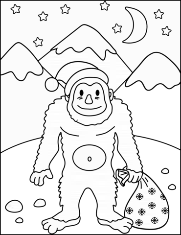 Christmas yeti coloring page free printable coloring pages