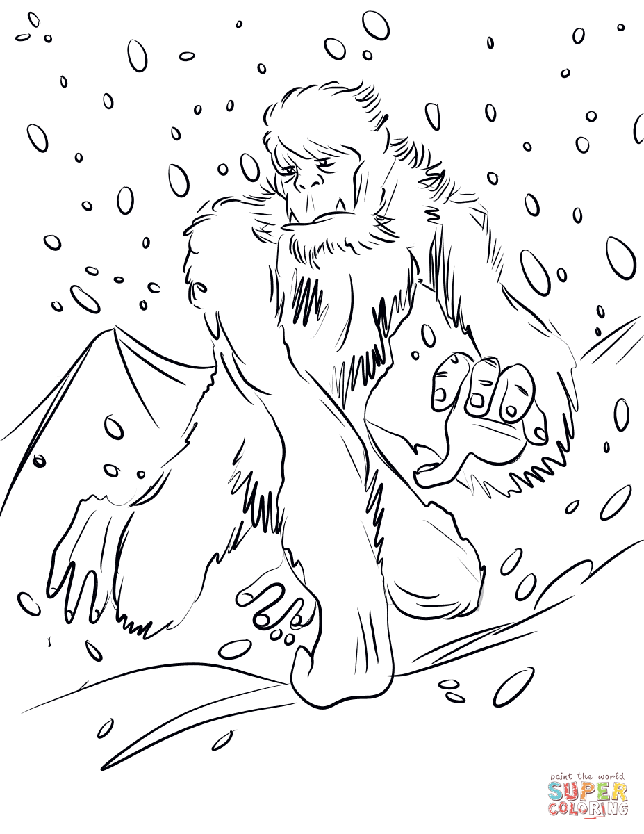 Running yeti coloring page free printable coloring pages