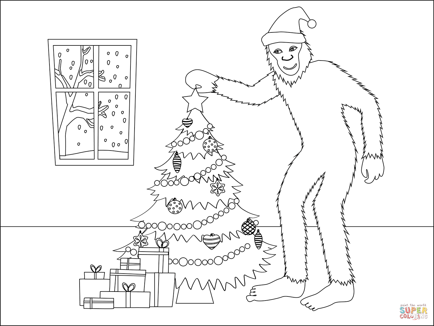 Christmas yeti coloring page free printable coloring pages