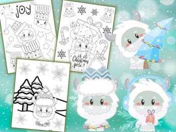 Dollar deal christmas and winter yeti coloring book by teacher caffe