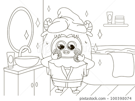 Funny coloring page with cute yeti character