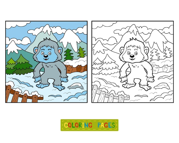 Premium vector coloring book for children yeti