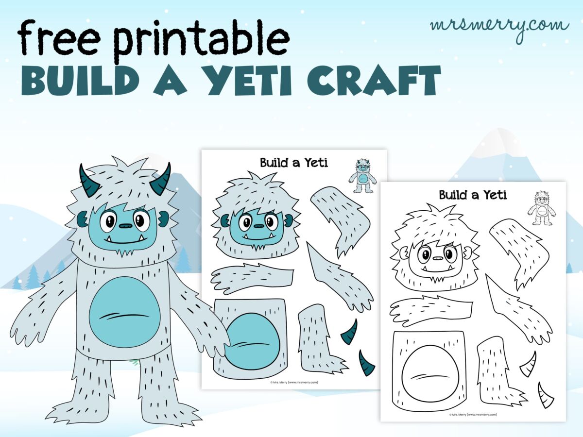 Yeti printable abominable snowman craft mrs merry