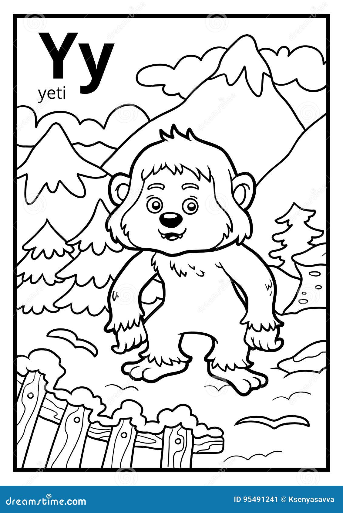 Coloring page yeti stock illustrations vectors clipart