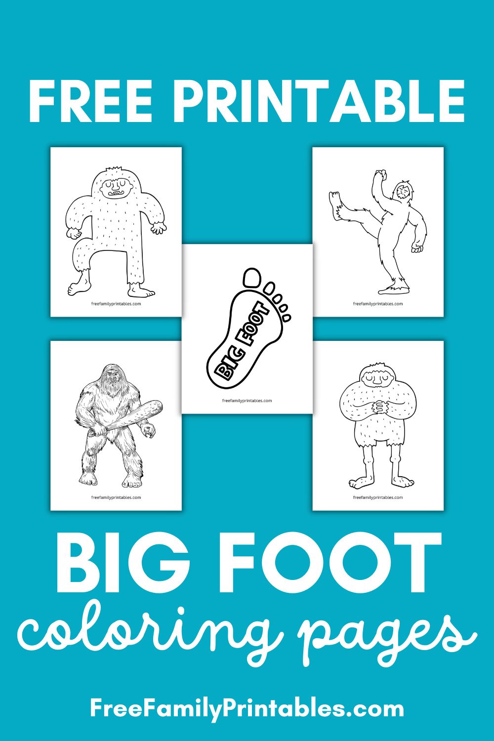 Free printable bigfoot coloring page