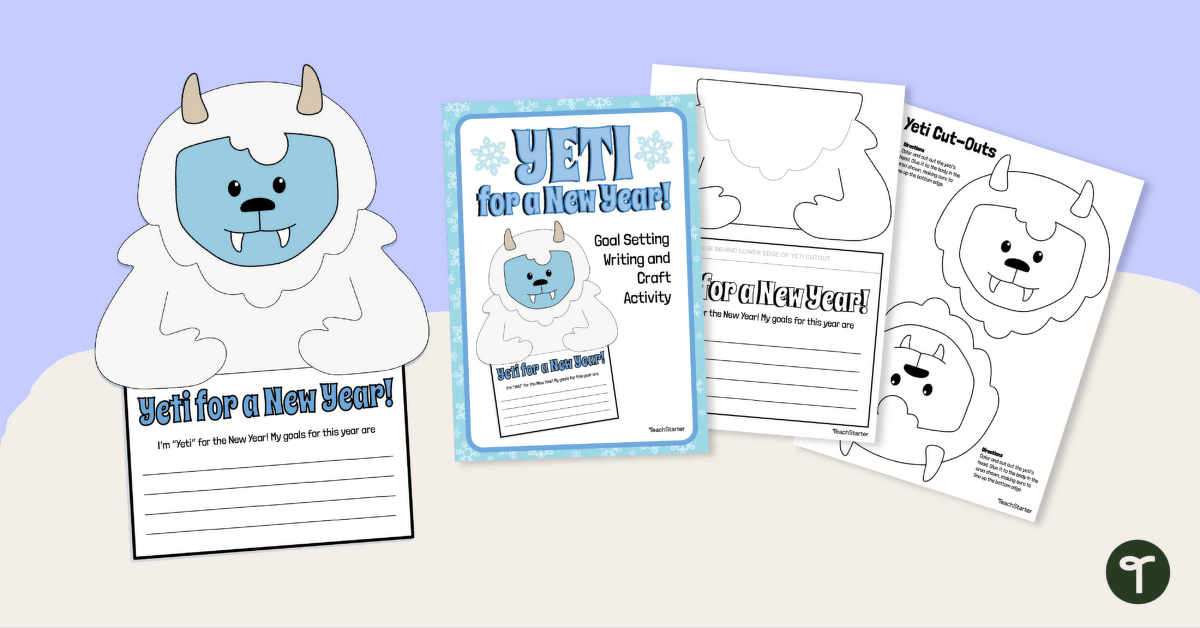 Yeti for a new year writing and craft activity teach starter