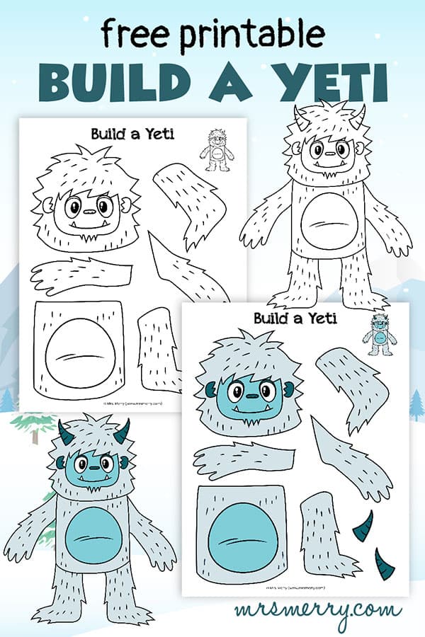 Yeti printable abominable snowman craft mrs merry