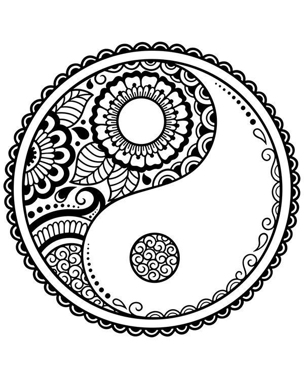 Ying yang symbol printable image to color mandala symbols mandala coloring pages ying yang