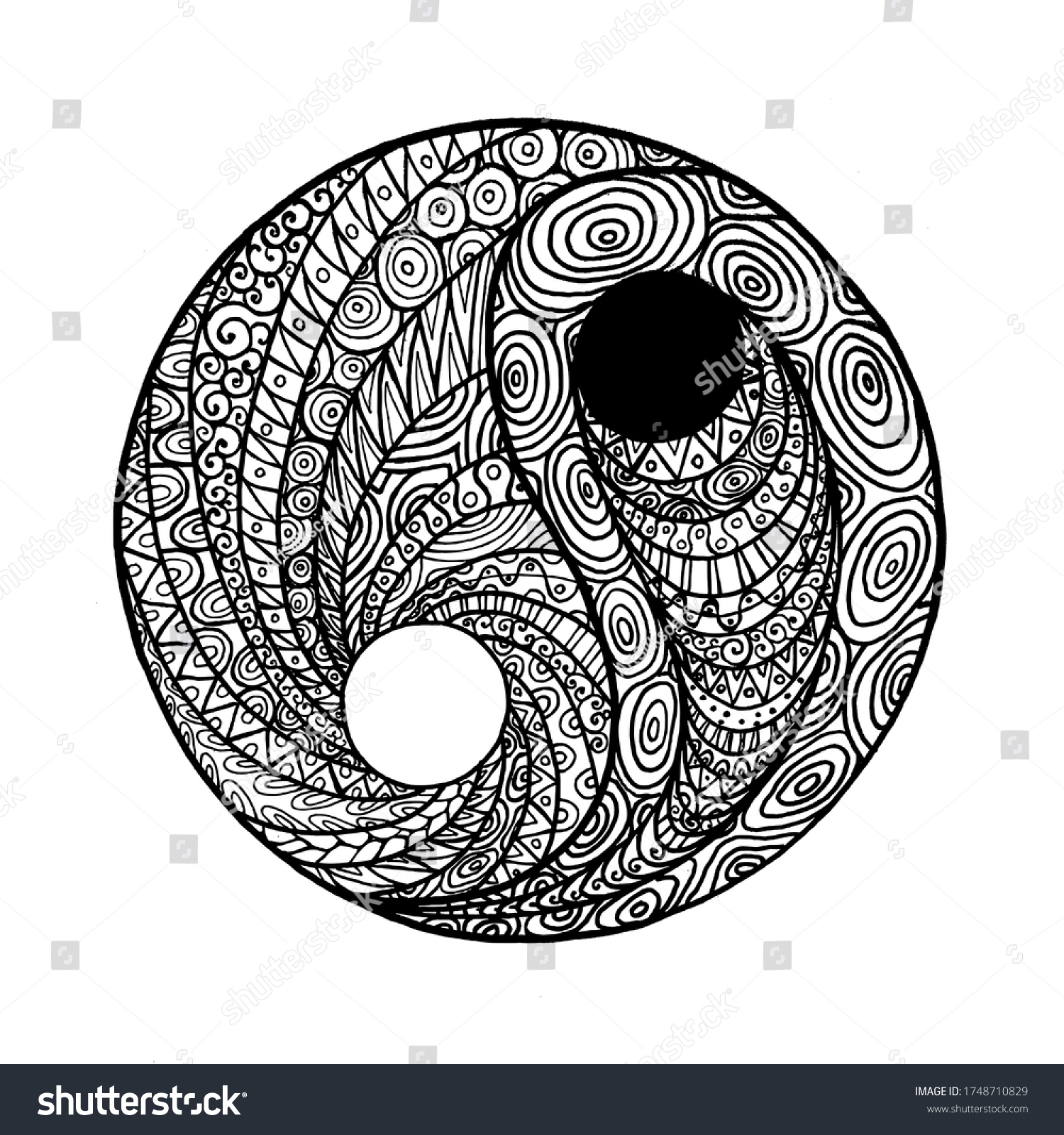 Yin yang coloring book picture coloring stock illustration