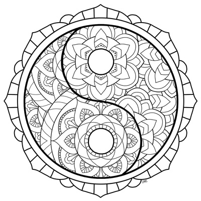 Yin yang coloring page m