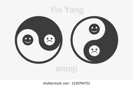 Yin yang symbol happy sad emojis stock vector royalty free