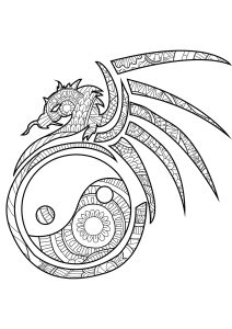 Yin and yang coloring pages for adults kids