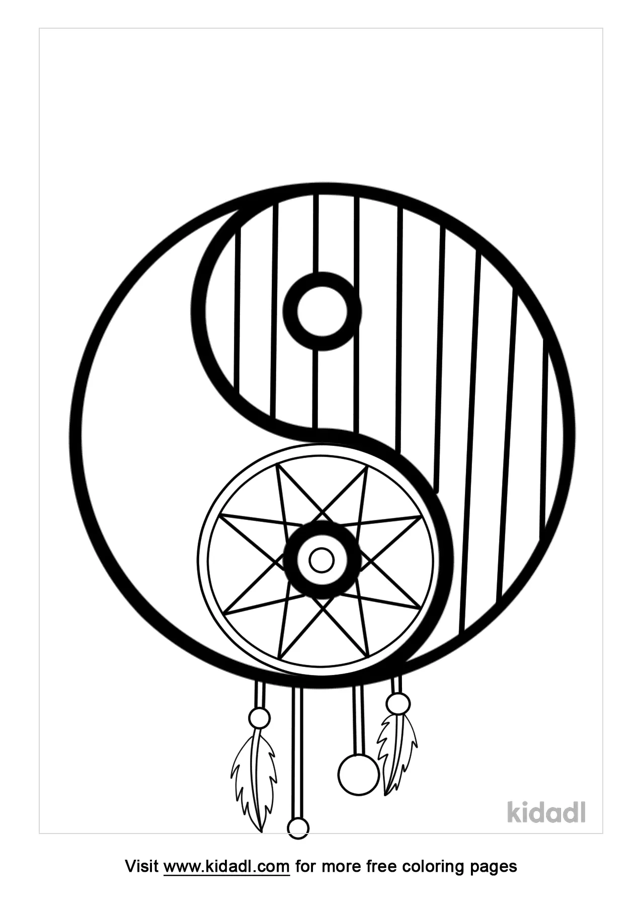 Free yin yang dream catcher coloring page coloring page printables