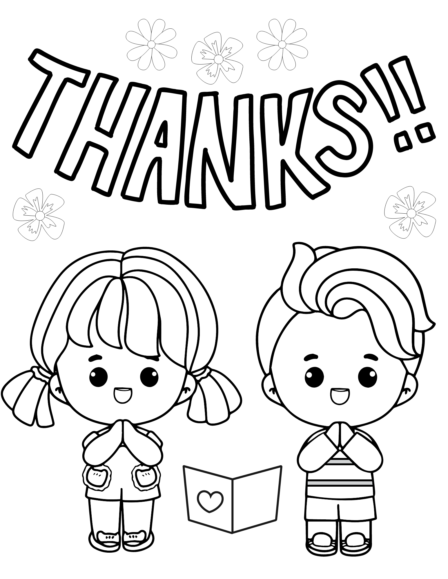 Free thank you coloring pages for kids and adults