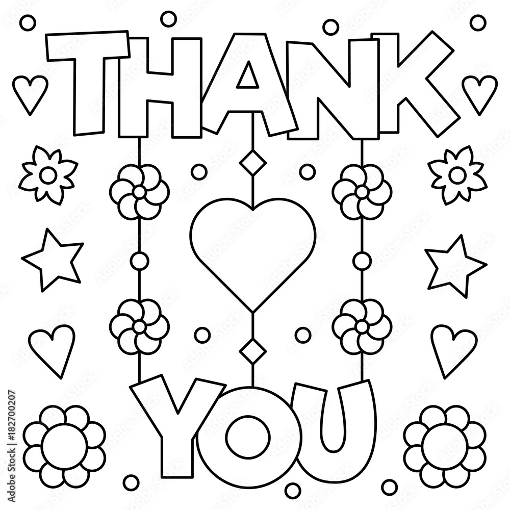 Thank you coloring page vector illustration vector