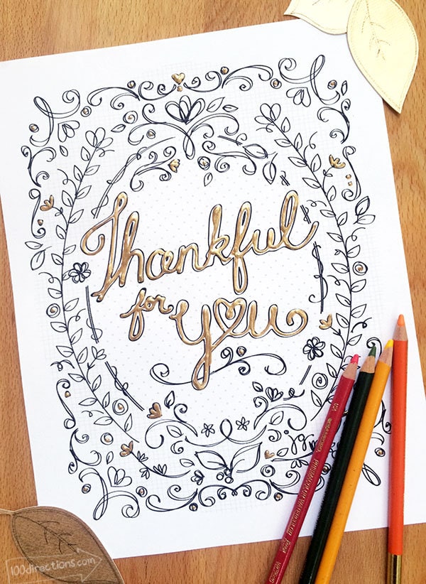 Thankful for you coloring page