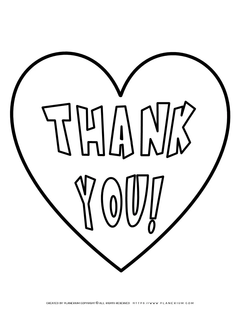 Thank you heart coloring page