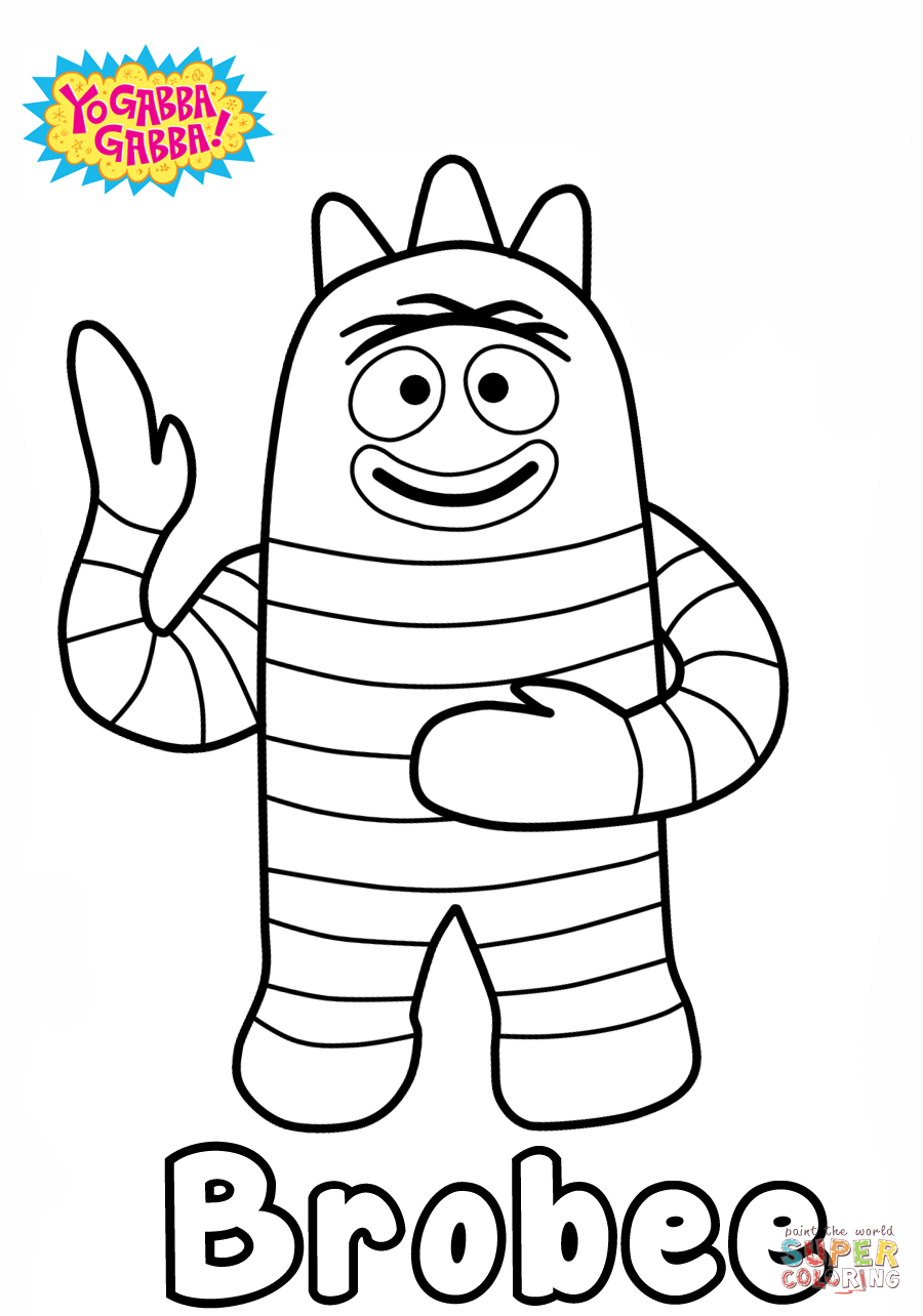 Yo gabba gabba brobee coloring page free printable coloring pages