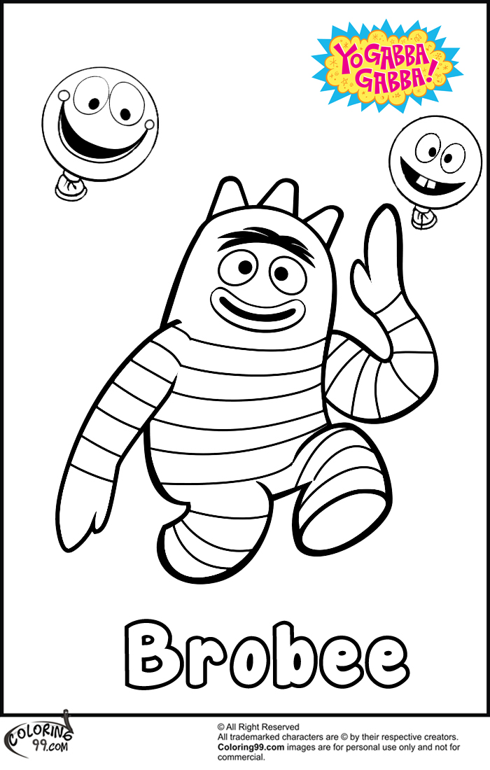 Brobee yo gabba gabba coloring pages team colors