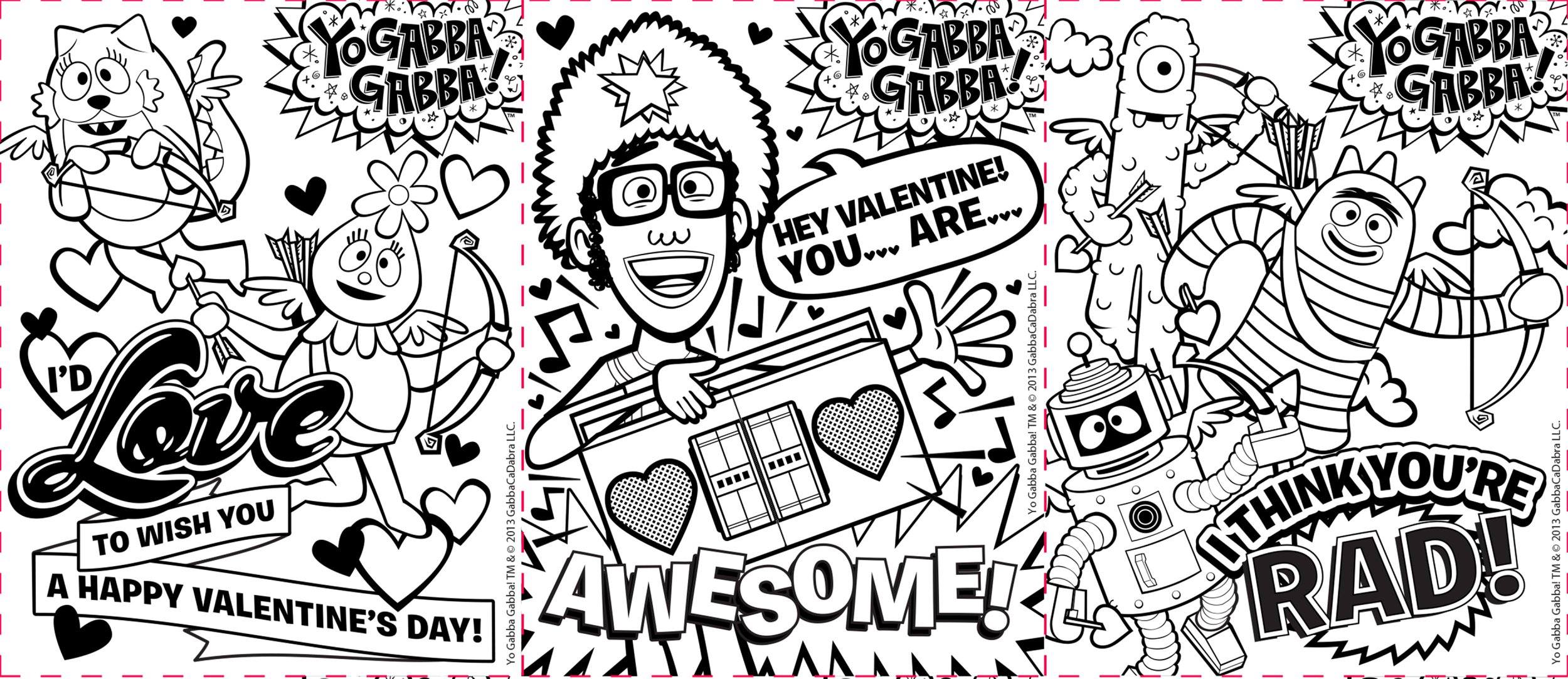 Yo gabba gabba on x get ready for valentines day make our valentine cards your own print color and share ðð httpstcockkxrljbj x