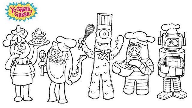 Yo gabba gabba coloring sheet for young children ages and up yo gabba gabba gabba gabba coloring sheets