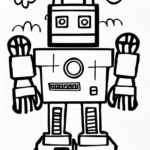 Robot coloring book page