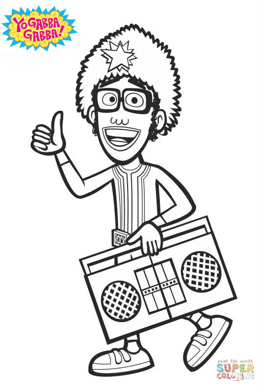 Yo gabba gabba dj lance rock coloring page free printable coloring pages