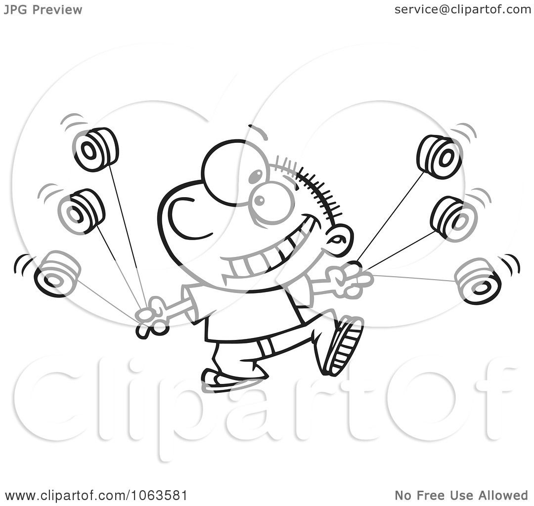 Clipart yo yo boy boy black and white outline