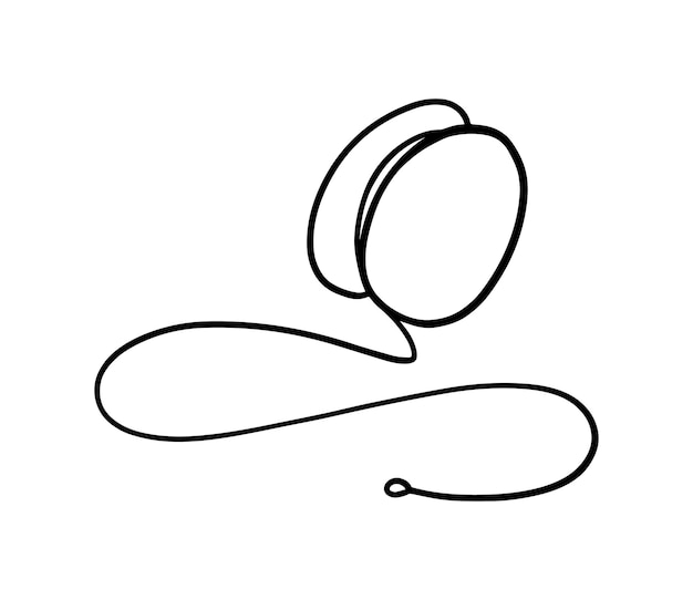 Premium vector yoyo toy consisting of two discs of the same size and weight fastened together by an axis on which a rope is put on with a loop doodle linear