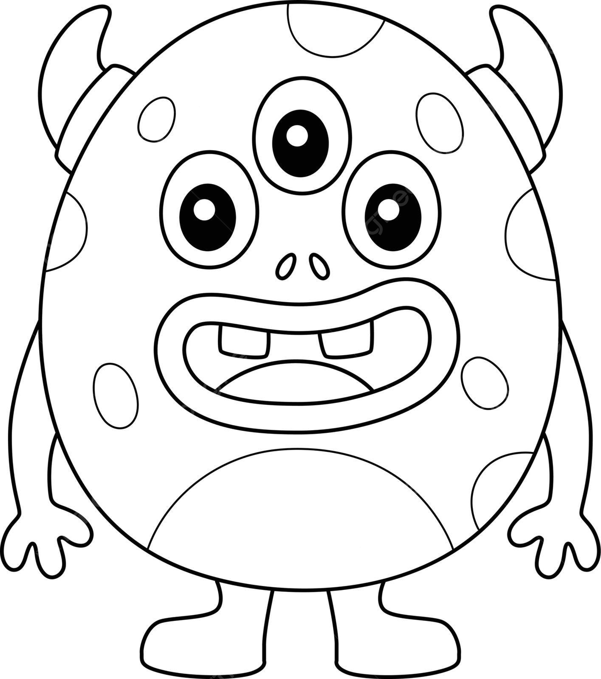 Coloring page for kids monster egg with three eyes vector monster drawing egg drawing eyes drawing png and vector with transparent background for free download