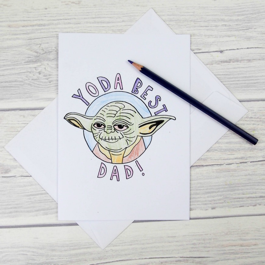 Yoda best dad colouring cards mum in the madhouse