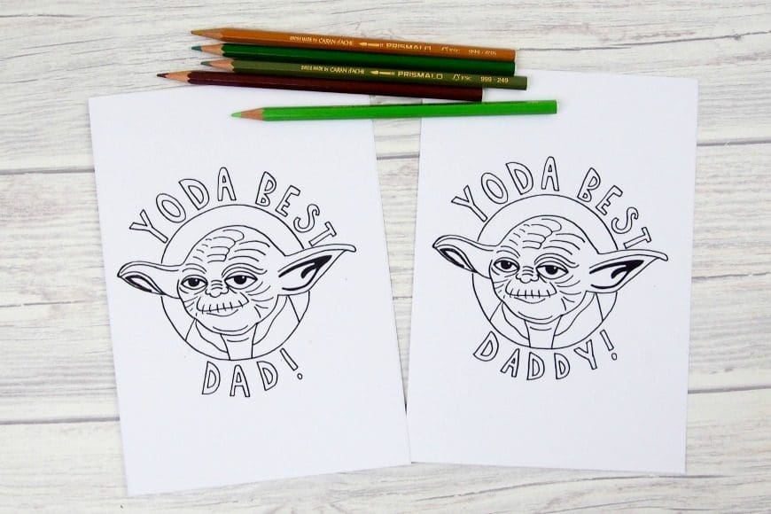 Yoda best dad colouring cards mum in the madhouse