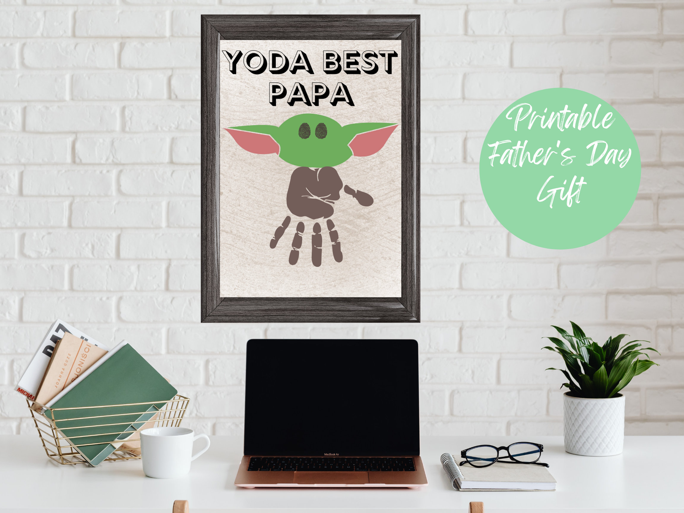 Yoda best dad handprint craft fathers day printable grandfather handprint art yoda craft instant download