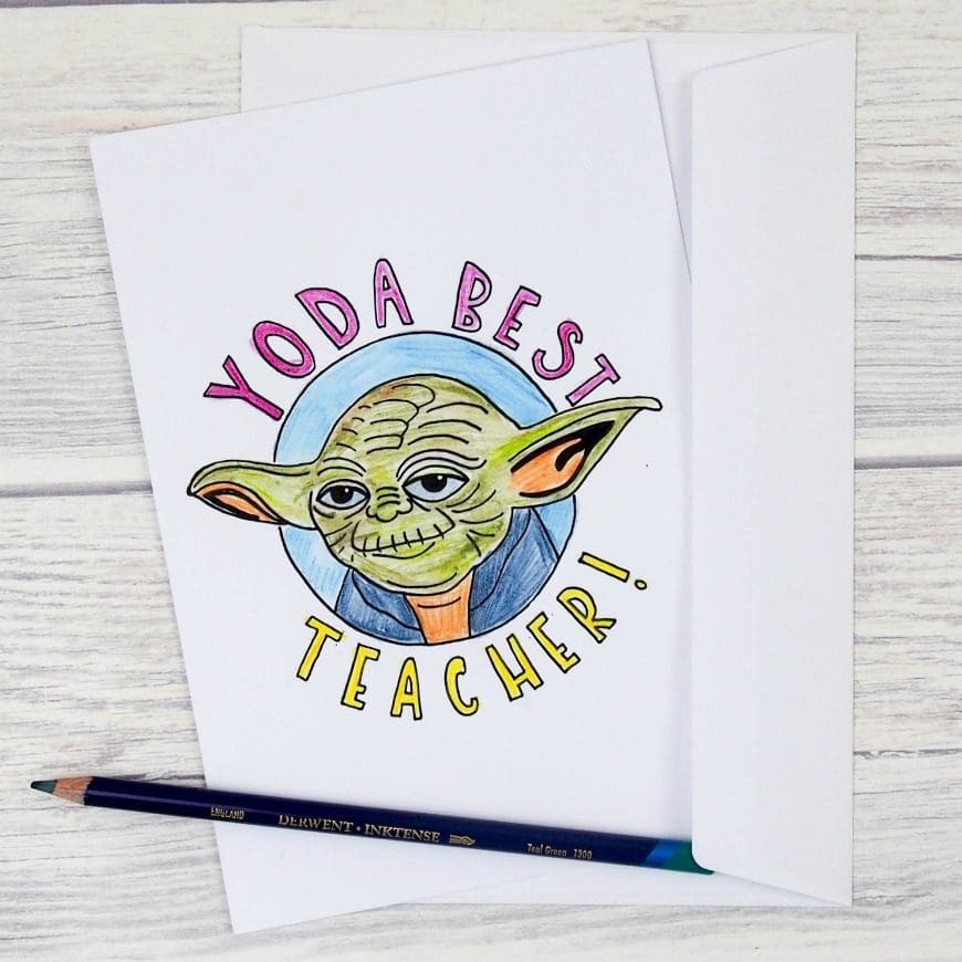 Yoda best teacher card mum in the madhouse