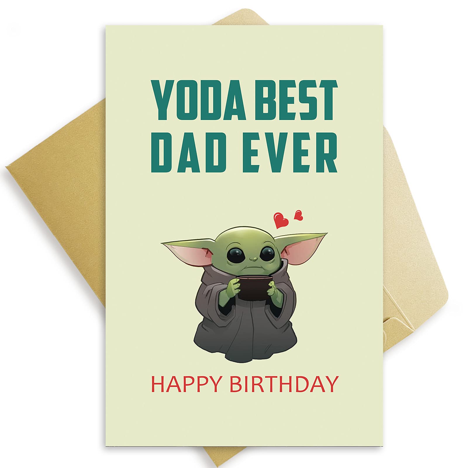 Ojsensai baby yoda funny dad birthday card from daughter son lovely father bday card from wife cute daddy greeting present from daughter