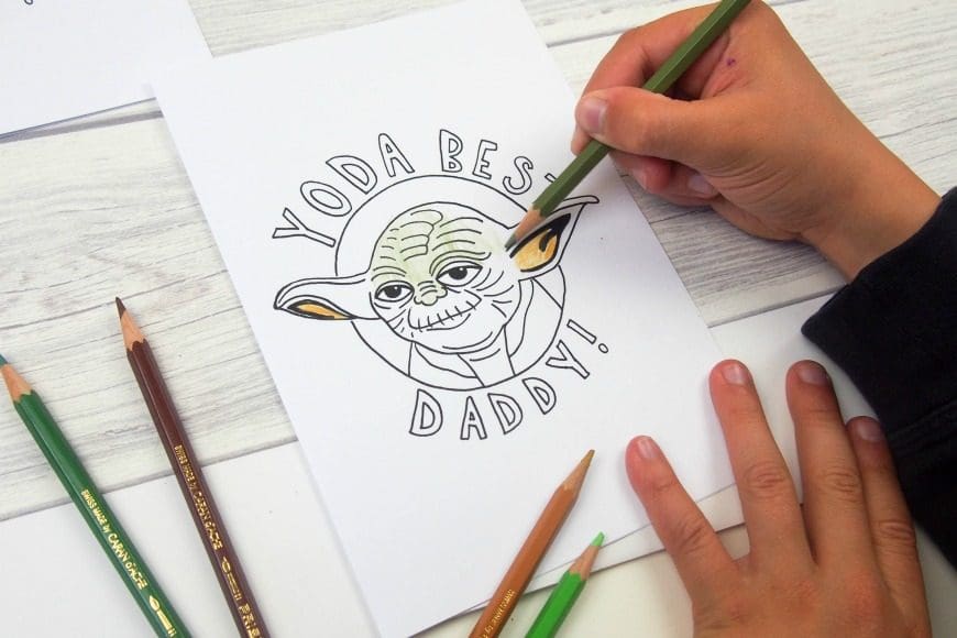 Yoda best dad colouring cards mum in the madhouse