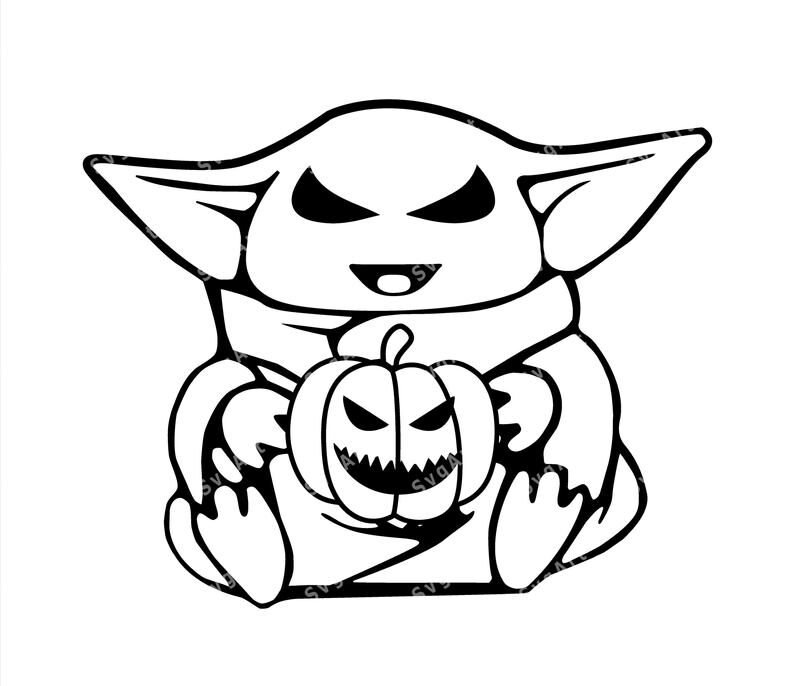 Baby yoda halloween svg png pdf halloween svg line art svg