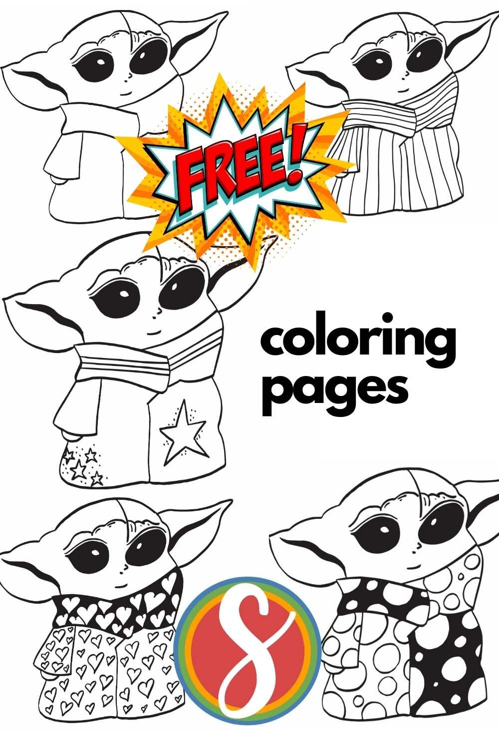 Free baby yoda coloring pages grogu â stevie doodles