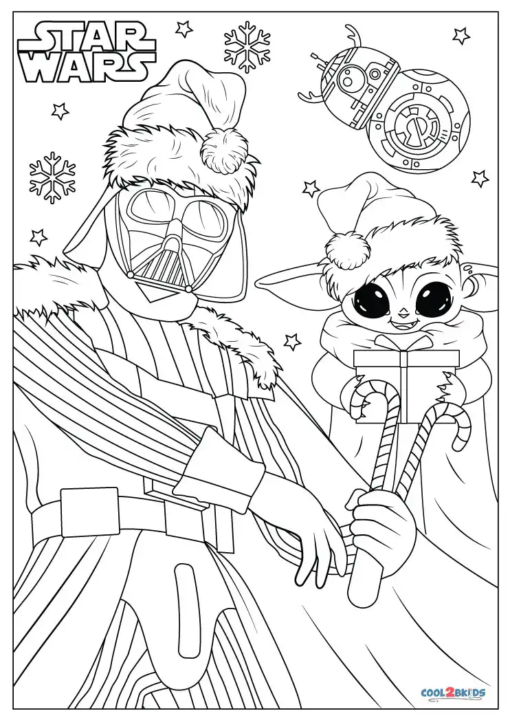 Free printable star wars christmas coloring pages for kids