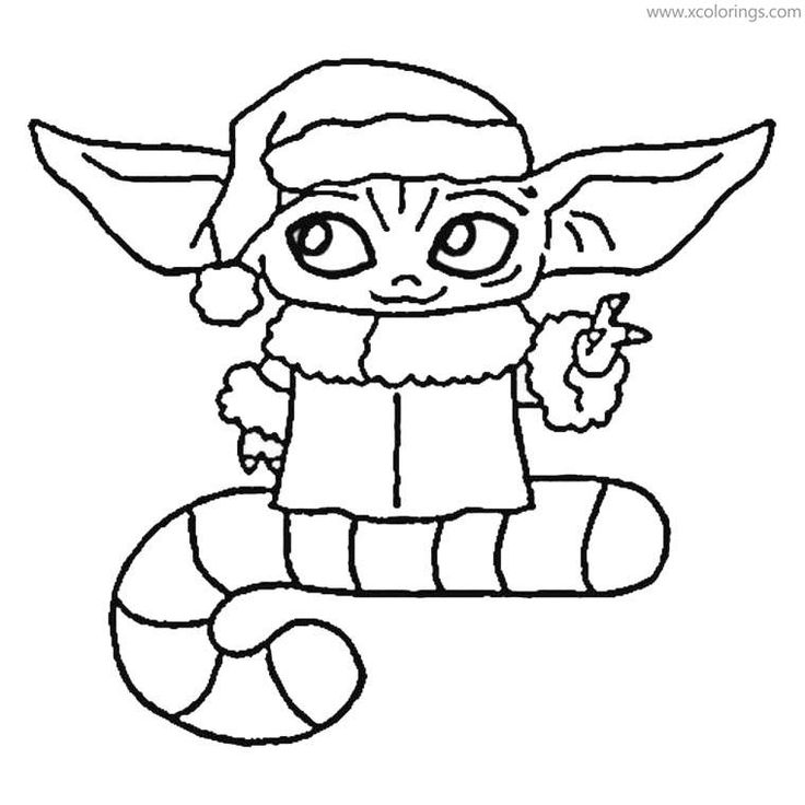 Baby yoda outline coloring pages
