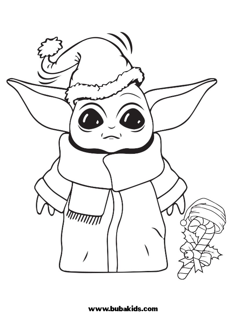 Christmas candy baby yoda coloring page star wars art drawings coloring pages cartoon coloring pages