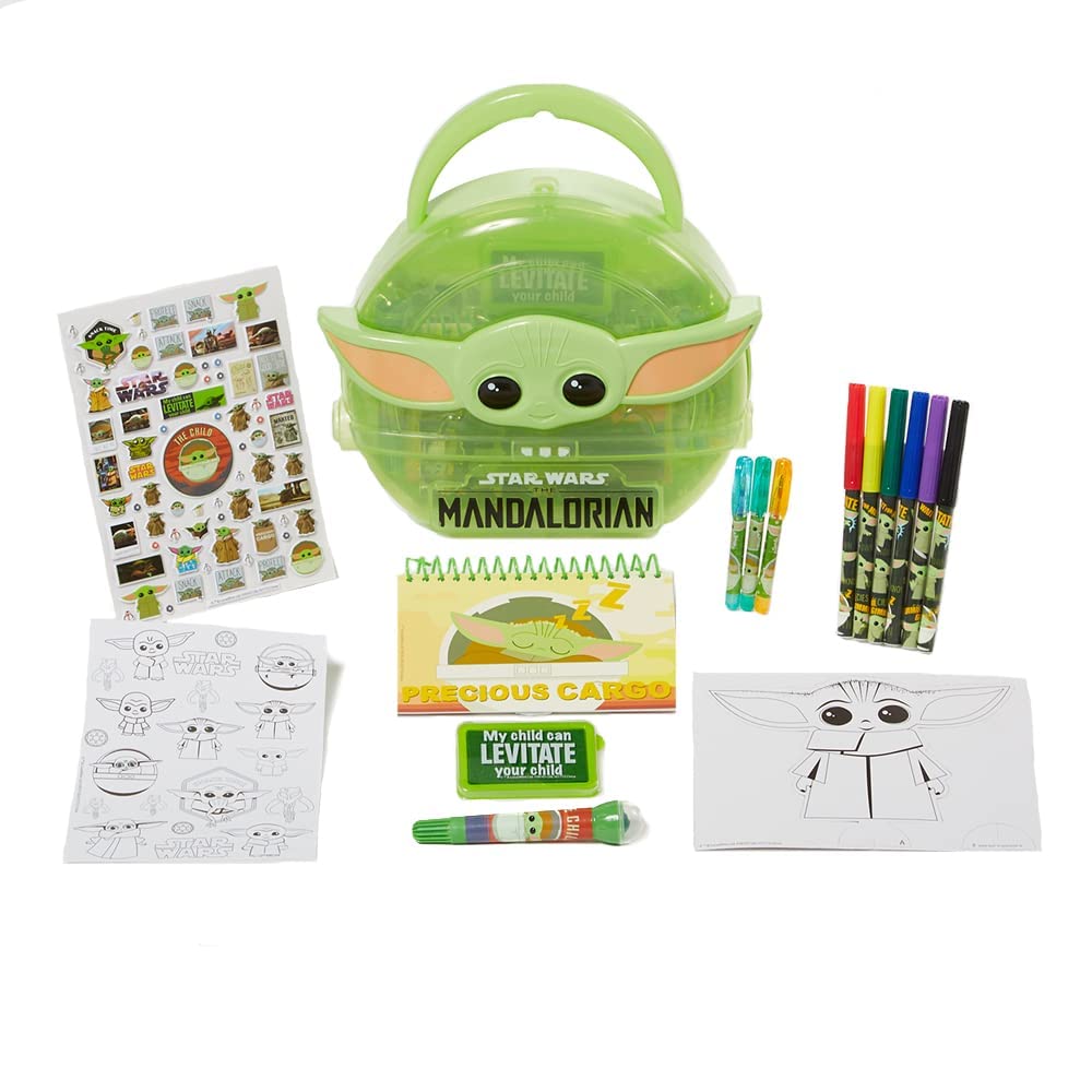 Star wars mandalorian baby yoda coloring sticker activity set for kids with travel carrying case buy online at best price in u