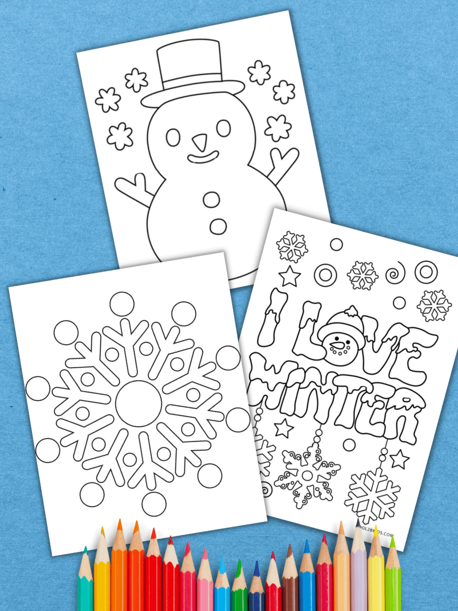 Free winter coloring pages for kids adults