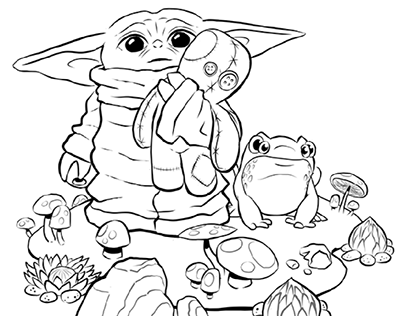 Baby yoda coloring page